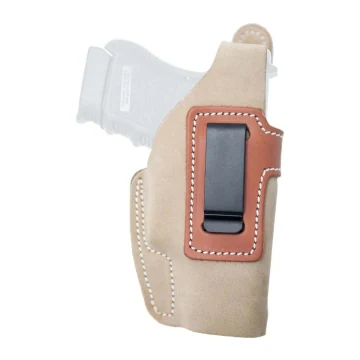 Funda interior IWB de cuero y ante color habana con clip de acero