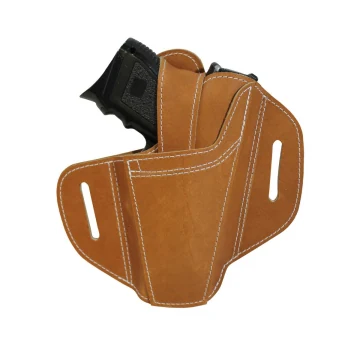 Funda ambidiestra de cuero color habana tipo pancake