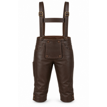 Lederhosen de piel lisa a medida con tirantes - Tapa delantera y tirantes completos