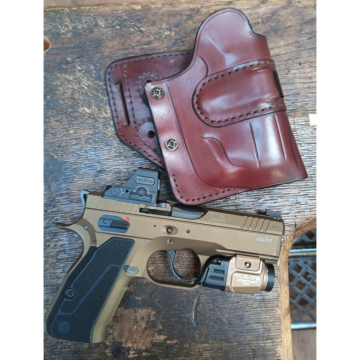 Funda de cuero Trailguard compatible con linterna con trabilla para cinturón