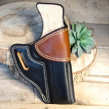 Funda exterior OWB Avenger de cuero negro y marrón