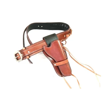 Cinturón vintage con funda western para revólver y trabillas para cartuchos