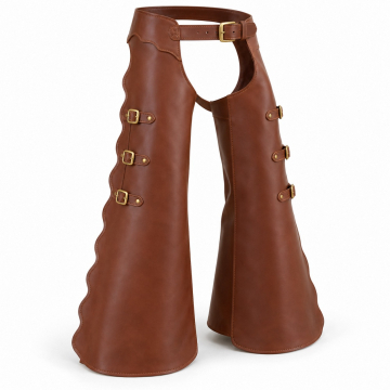 Chaps western de piel de corte batwing - Vista frontal completa