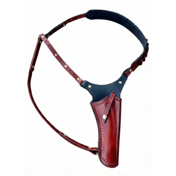 Equipo western de funda de pecho y hombro de cuero con trabillas para cartuchos