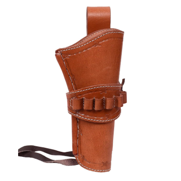 Funda de caza Western de cuero para revólver y porte cruzado con trabillas para munición
