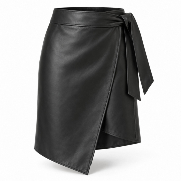 Falda asimétrica cruzada de piel para mujer - Vista completa del producto