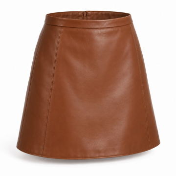 Minifalda de piel de línea A para mujer - Vista completa del producto