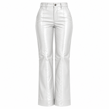 Pantalón de cuero blanco de talle alto y corte acampanado para mujer