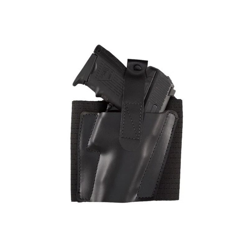 Funda de tobillo de cuero negro para Glock 43X, habana lisa - Vista 2