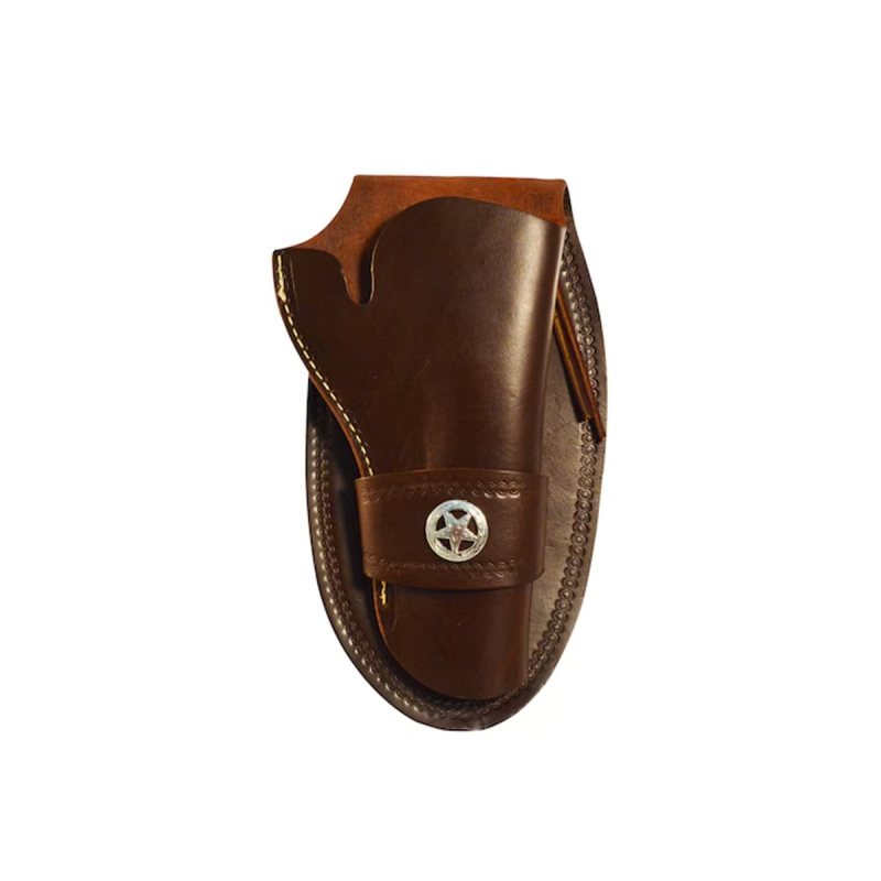 Funda western exterior OWB de cuero marrón antiguo con una trabilla - Vista 2