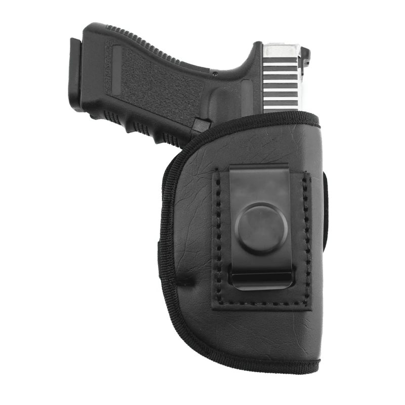 Funda de cuero ecológico negro de cuatro posiciones con boca abierta - Vista 6