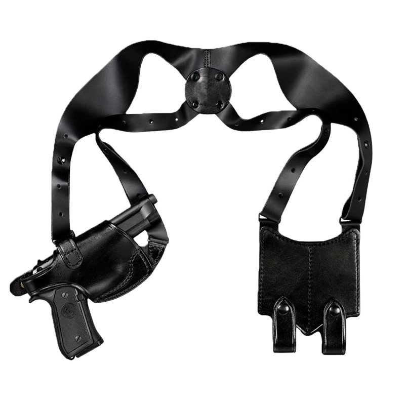 Funda de hombro horizontal de cuero negro con portacargador doble - Vista 7