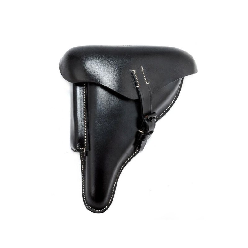 Funda militar de solapa de cuero negro