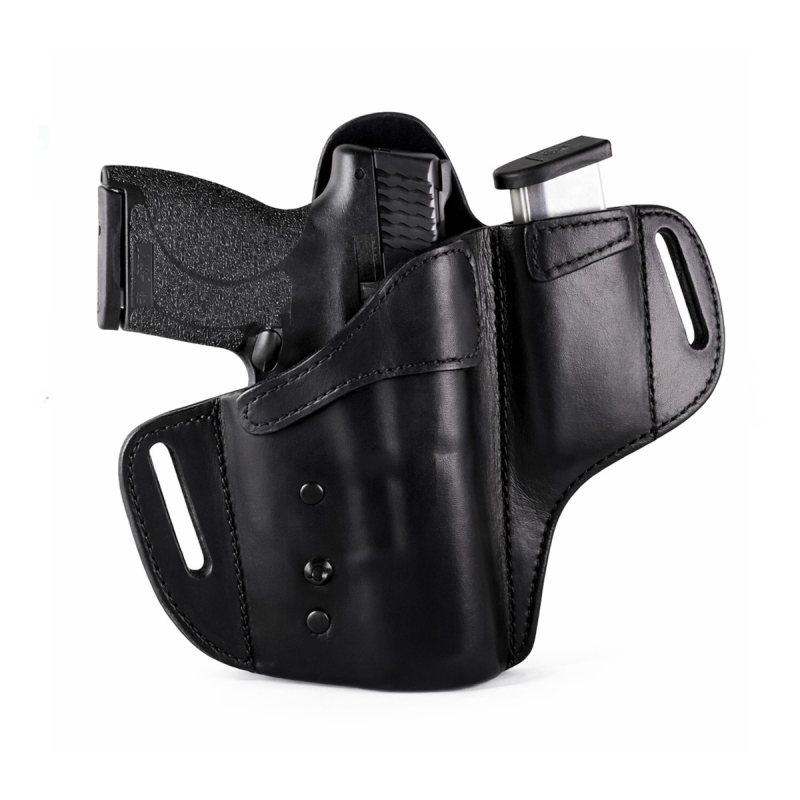 Funda exterior OWB de cuero negro con bloqueo y portacargador - Vista 8