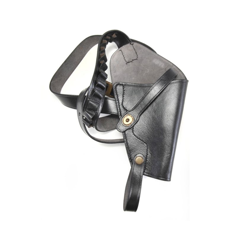 Funda de hombro de cuero negro con trabillas para cartuchos - Vista 9