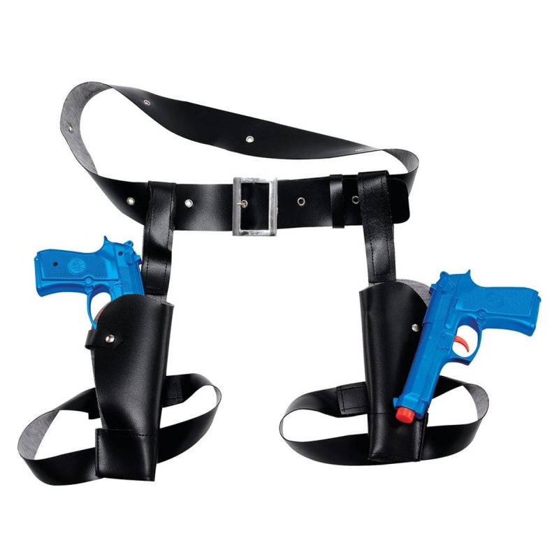 Conjunto de dos fundas de muslo de cuero negro - Vista 11