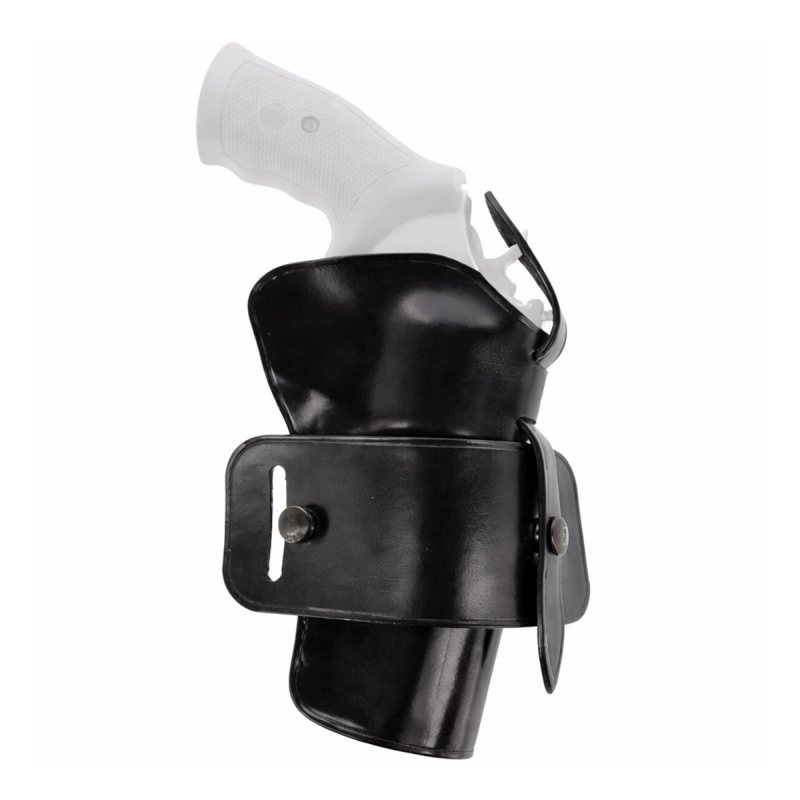 Funda ambidiestra de cinturón de cuero negro para revólver - Vista 2