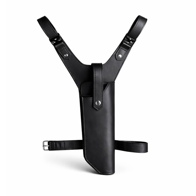 Funda de pernera de cuero negro con arnés - Vista 9