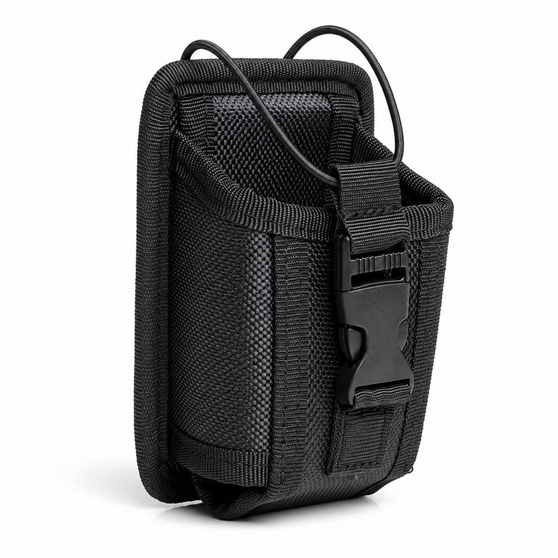 Black Nylon Radio Belt Pouch with Quick-Release Buckle - front product view