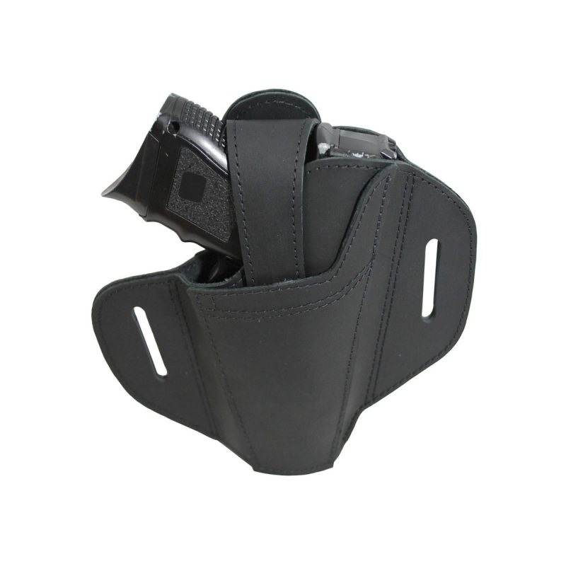Funda ambidiestra de cuero negro tipo pancake - Vista 1