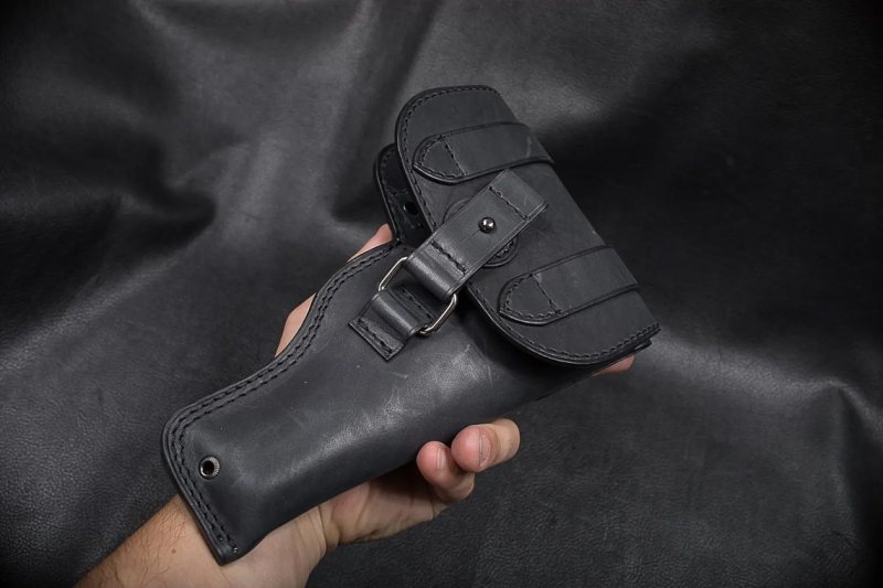 Funda Patrol de cuero negro con solapa - Vista 1