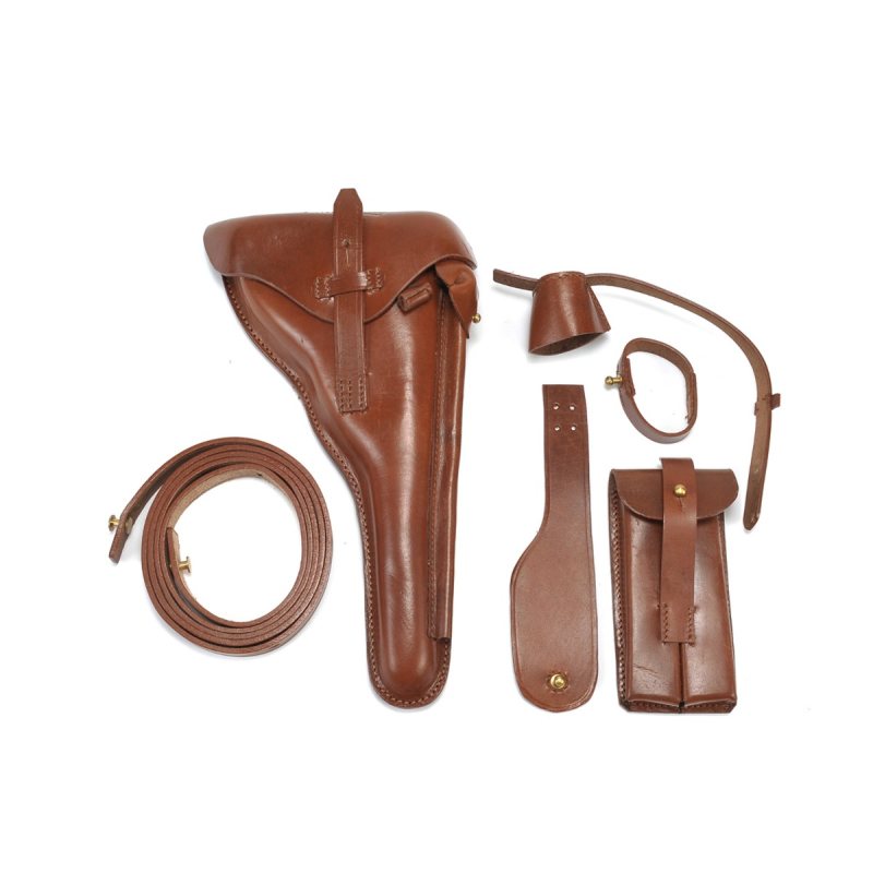Funda de cuero marrón para Luger de artillería - Vista 1