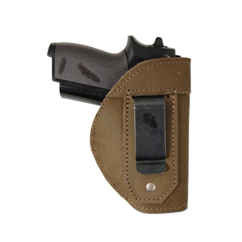 Funda interior IWB de cuero marrón para pistolas de bolsillo - Vista 2