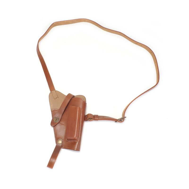 Funda de hombro de cuero marrón con portacargador de repuesto - Vista 9