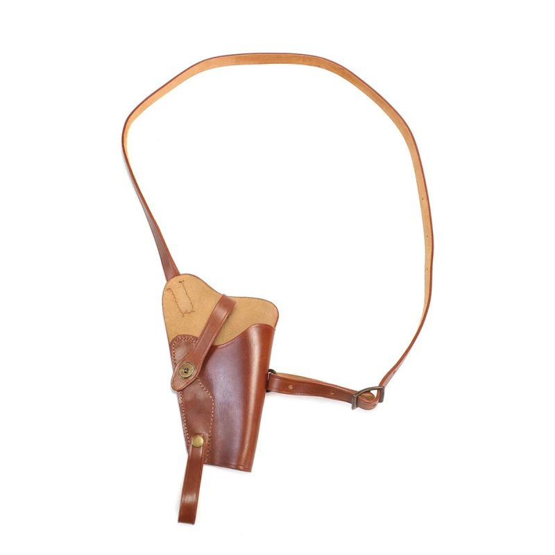 Funda de hombro de cuero marrón con portacargador integrado - Vista 10