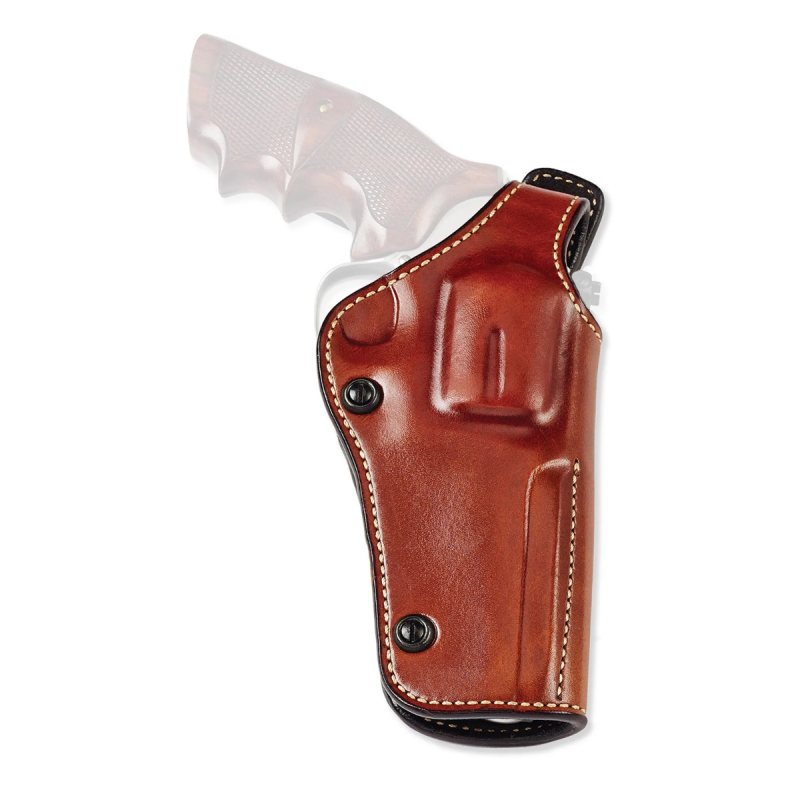 Funda de cinturón de cuero marrón de lado dominante o porte cruzado con cierre de pulgar - Vista 4
