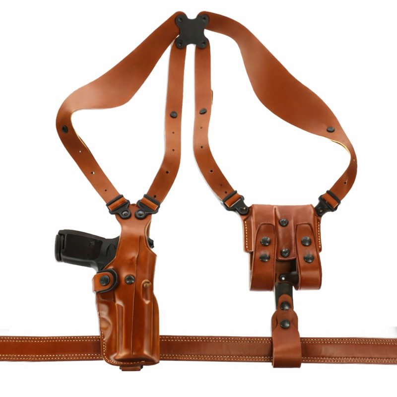 Sistema de funda de hombro vertical de cuero marrón - Vista 18