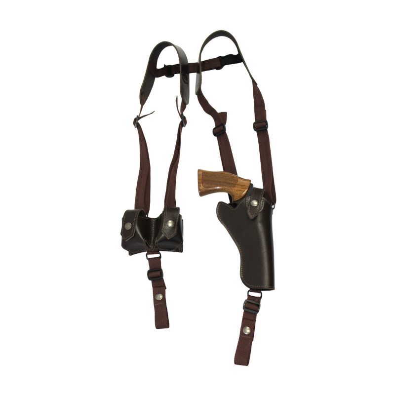 Funda de hombro vertical de cuero marrón con cargador rápido - Vista 1