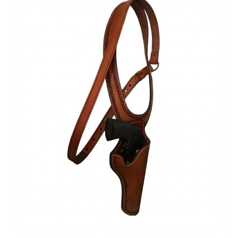 Funda western de hombro de cuero marrón - Vista 2