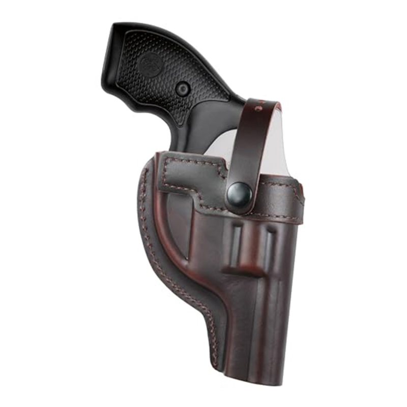 Funda de caza exterior OWB de cuero marrón con cierre de pulgar - Vista 1