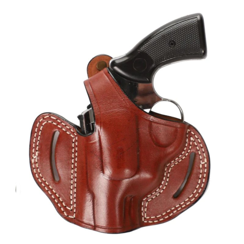 Funda exterior OWB de cuero marrón para revólver de cañón corto - Vista 1