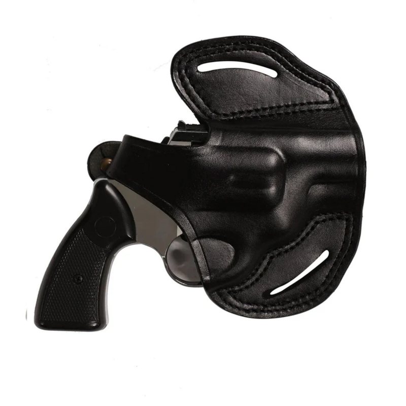 Funda exterior OWB de cuero negro para revólver de cañón corto - Vista 1