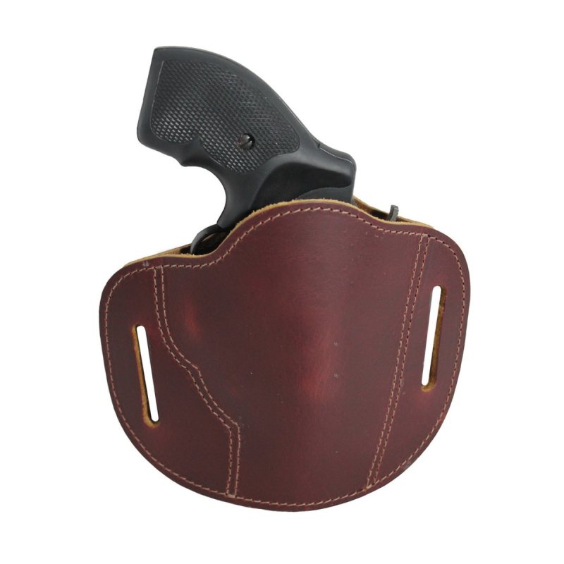 Funda de cuero burdeos tipo pancake de paso de cinturón - Vista 1