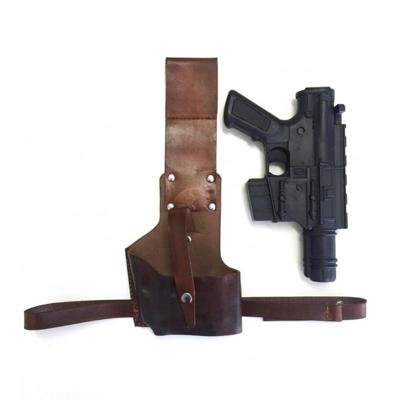 Funda para bláster de cuero marrón oscuro inspirada en Cassian Andor - Vista 6