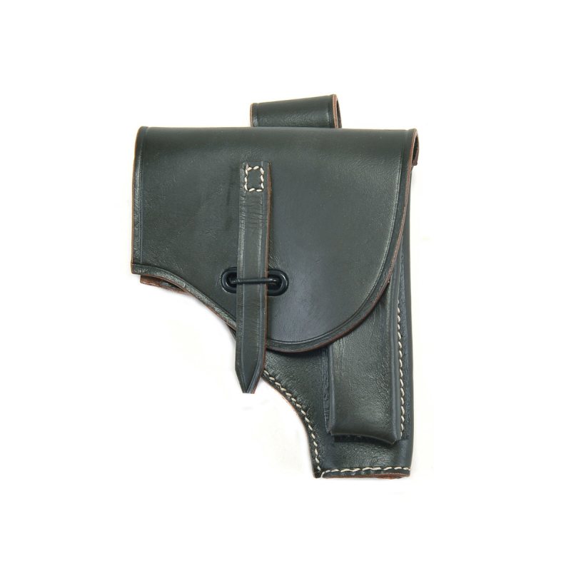 Funda de solapa de cuero negro de estilo ejército italiano - Vista 8