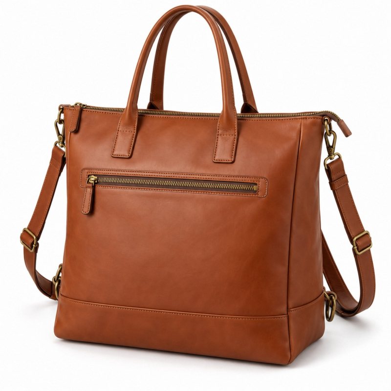 Bolso mochila convertible de piel - Frontal completo, asas y correas ajustables