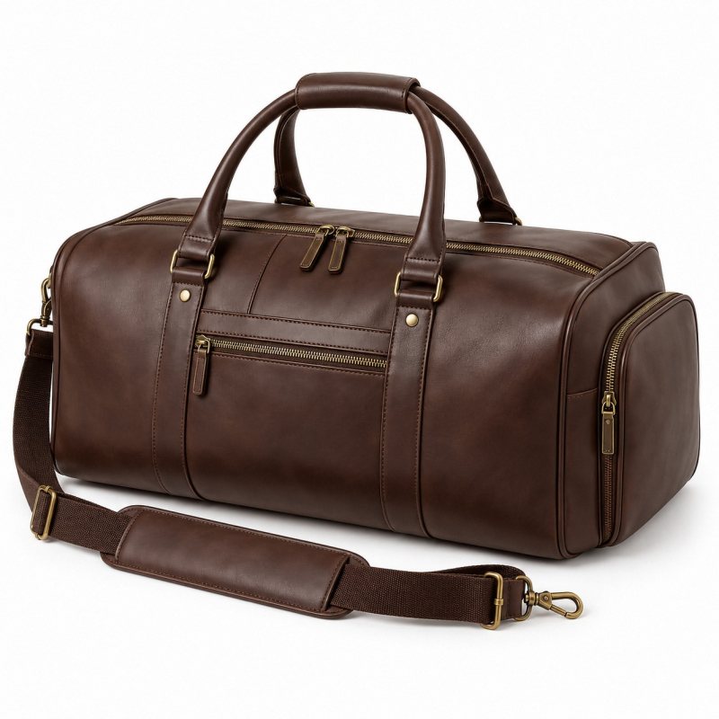 Bolso de viaje de piel convertible en mochila - Frontal y correa