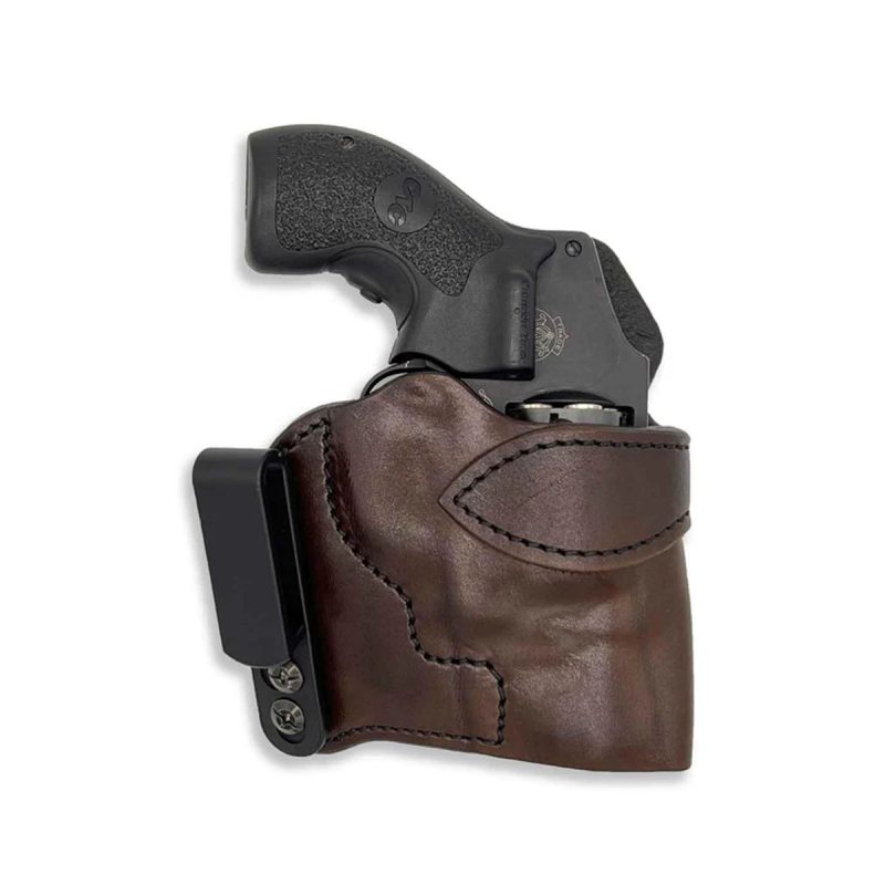 Funda interior IWB de cuero marrón con clip de acero - Vista 3