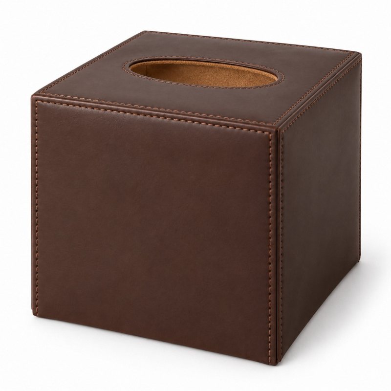Funda de cuero a medida para caja de pañuelos - Vista completa del producto