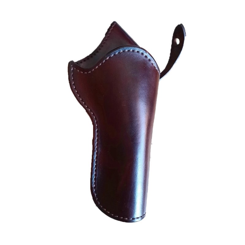 Funda de porte cruzado de cuero marrón oscuro para revólver - Vista 5