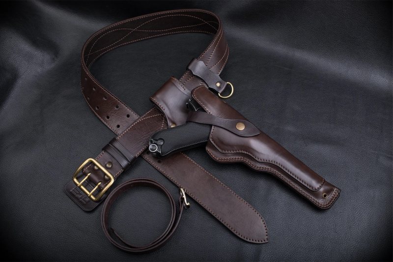 Funda de pernera de cuero marrón oscuro - Vista 2
