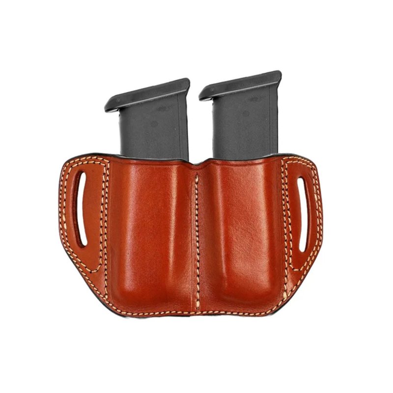 Portacargador doble Hunting Holsters exterior OWB de cuero marrón clásico para cargadores monohilera - Vista 6