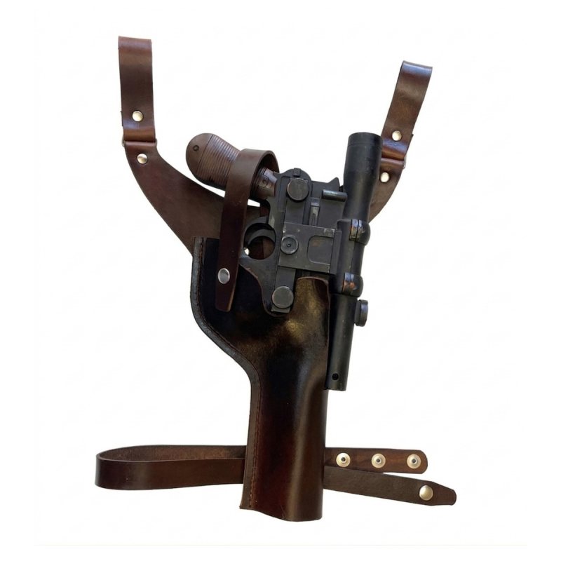 Funda de porte bajo de cuero marrón oscuro inspirada en Han Solo - Vista 12