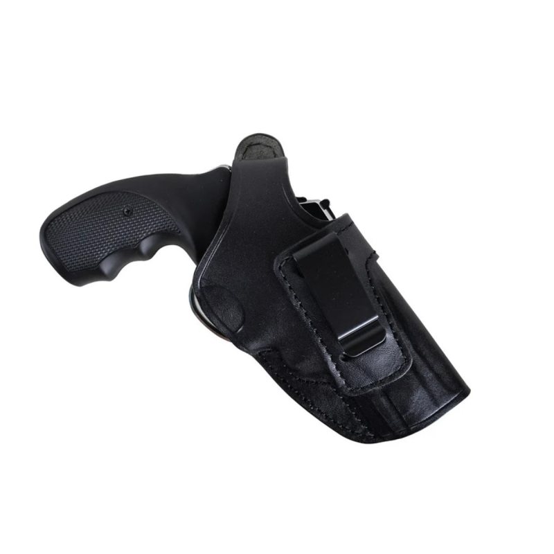 Funda interior IWB artesanal de cuero negro con clip de acero - Vista 1