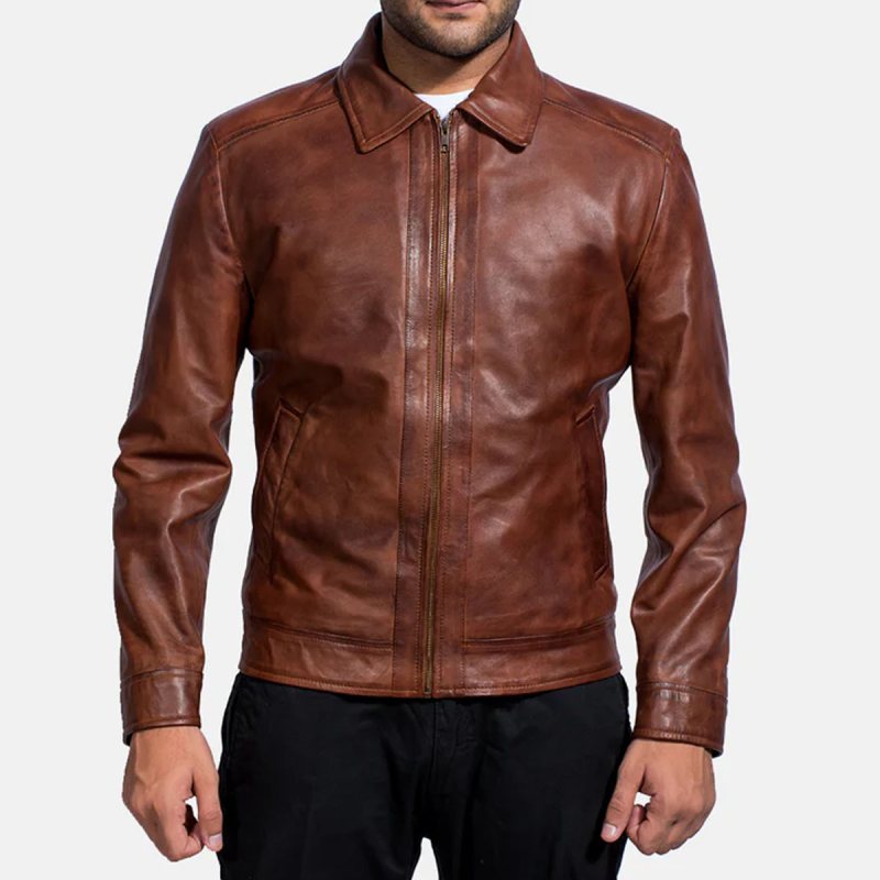 Chaqueta de cuero marrón Inferno - Vista 8