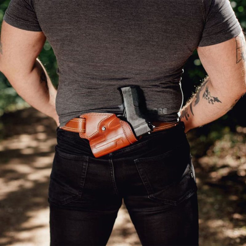 Funda de cuero marrón para la zona lumbar (SOB) - Vista 1
